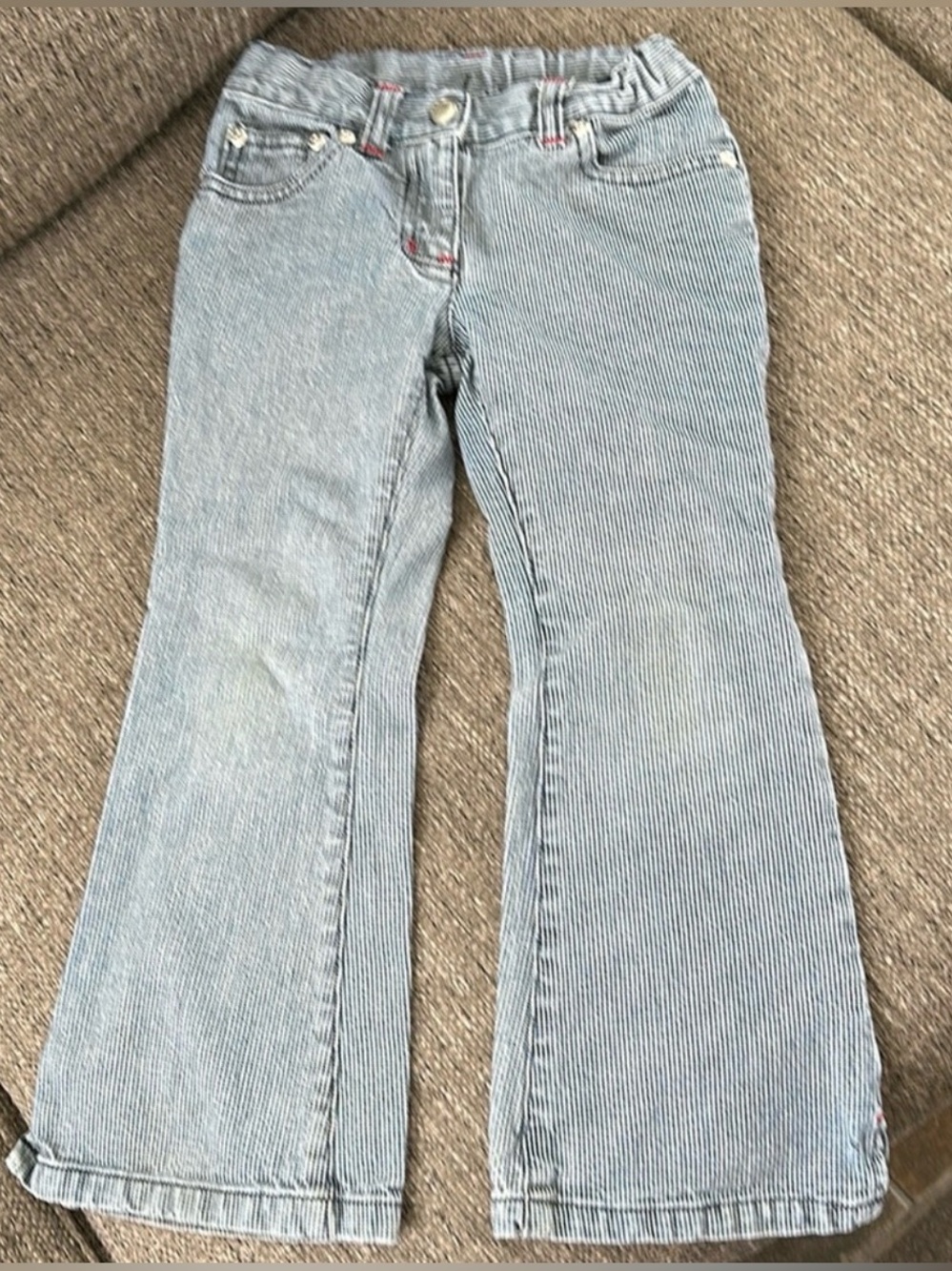 Gymboree Kids Size 4 Blue Railroad Stripe Denim Flare Pants Jeans